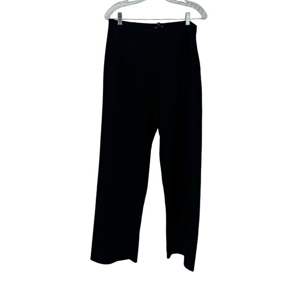Eileen Fisher F3BOE-P4594M Boiled Wool Jersey Straight Pant Black Size M NWT